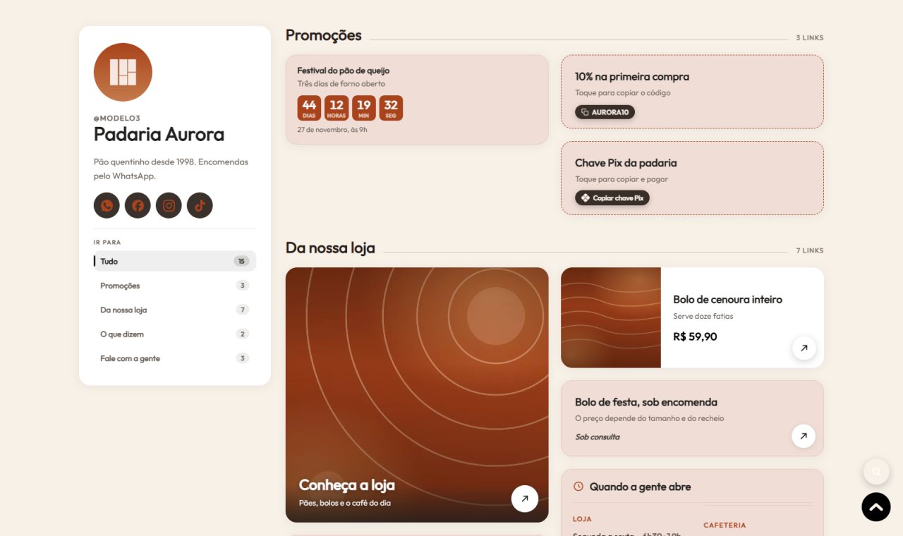 Modelo com perfil na lateral, no computador